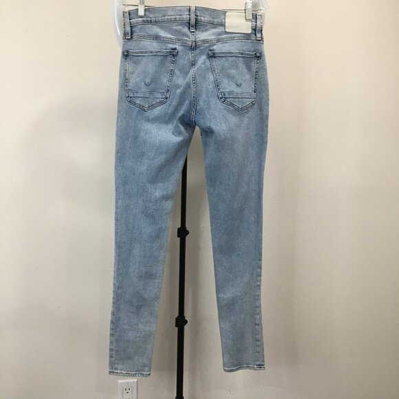 HUDSON Light Wash Distressed Ripped 5 Pocket Logo Hardware ZACK Skinny Jeans - Picture 8 of 10